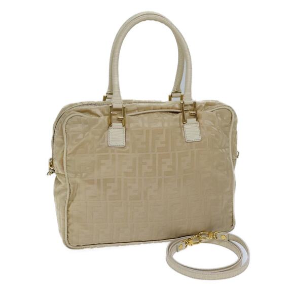 FENDI Zucca Canvas Hand Bag Nylon Beige - Picture 1 of 13